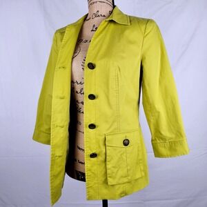 Stunning Yellow Green‎ DONCASTER Cotton Lyocell Spandex Utility Jacket Blazer 6P